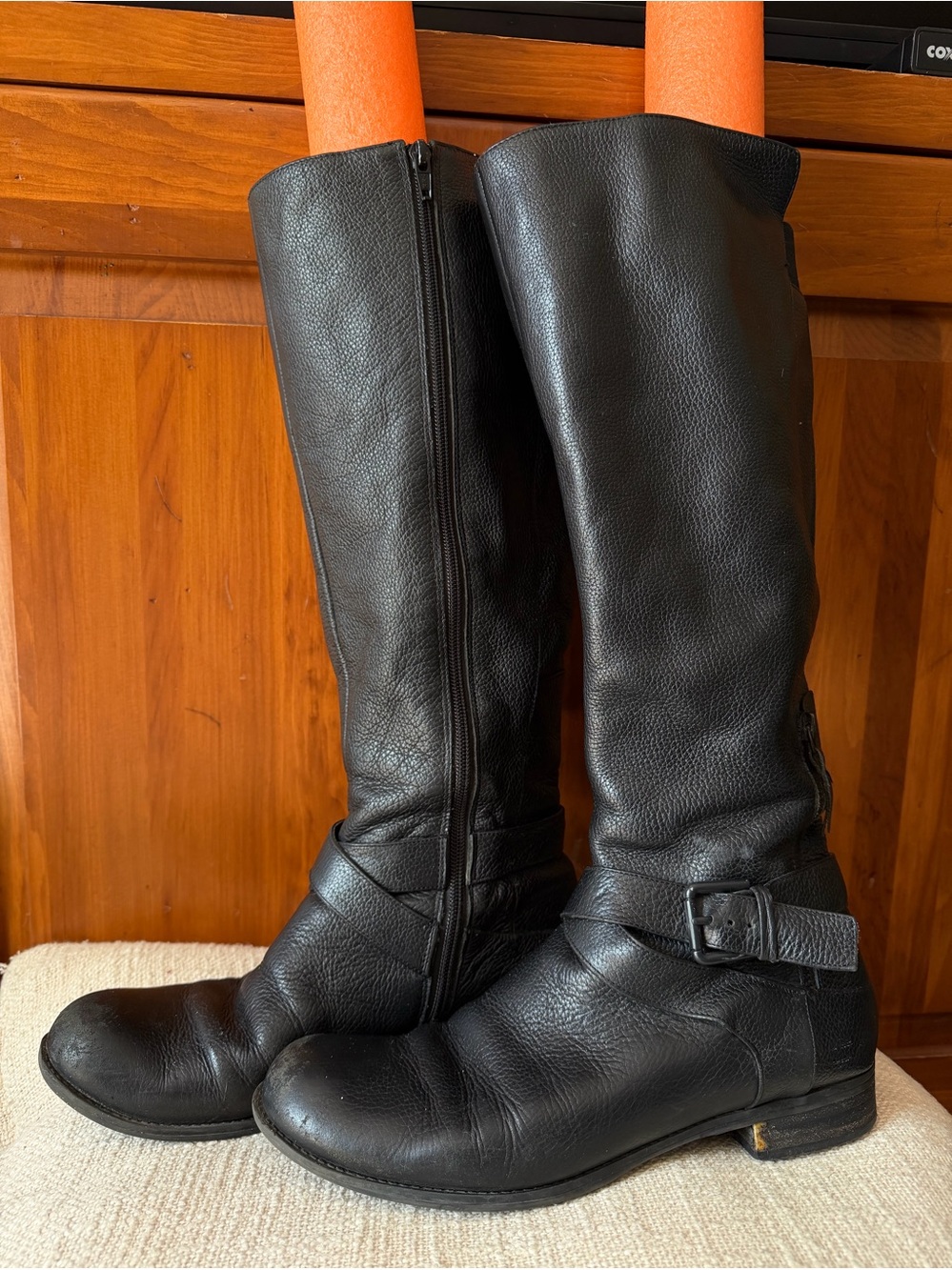 Women's Nine West Black Leather Knee-High Boots